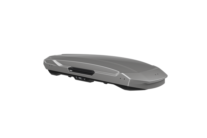 Thule Motion 3 XL Low car roof cargo box in gray, streamlined aerodynamic design for extra storage space